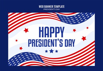 Happy Presidents day in United States. Federal holiday in America. Celebrated in February. Poster, web banner, space area and background