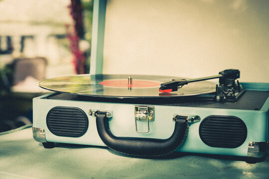 Vintage portable record player.