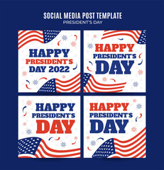 Happy Presidents day in United States. Federal holiday in America. Celebrated in February. Instagram post, Poster, web banner, space area and background.