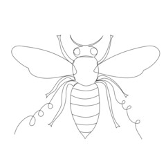 bee, insect one line drawing ,vector