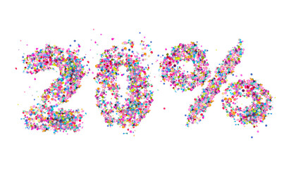 20% discount colorful confetti icon