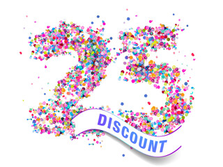 25% discount colorful confetti icon