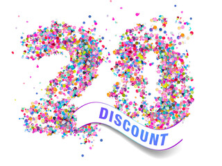 20% discount colorful confetti symbol