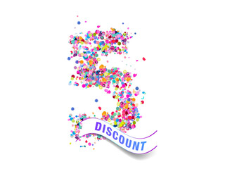 5% discount colorful confetti icon