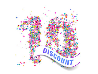 10% discount colorful confetti icon