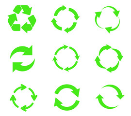 Set of Recycle icon. Recycle Recycling symbol. Vector illustration. Isolated on white background.
