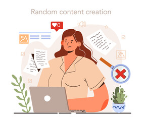 Naklejka na ściany i meble Random content creation. Content manager guidance. Content creation mistake
