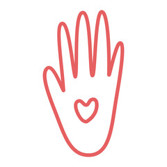 Obraz premium Palm with hearts minimalistic illustration. Valentine's day element