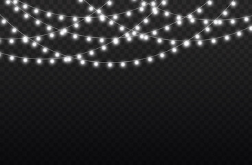 Obraz premium LED neon lights white Christmas garland decoration