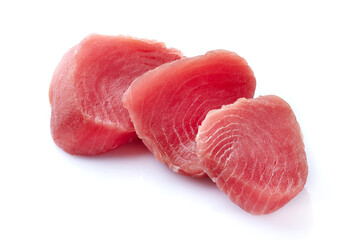 Fresh tuna steak on white background