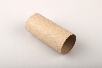 Empty toilet paper roll isolated on white background.