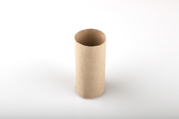 Empty toilet paper roll isolated on white background.