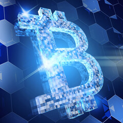 Bitcoin symbol  digital currency 3d