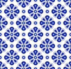 Blue and white flower seamless pattern