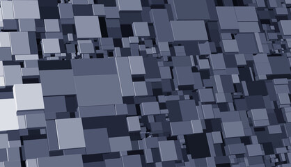 Pattern with three-dimensional cubes. Abstract mosaic of grey colors squares. Vector