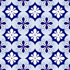 Gordijnen Floral tile pattern vector © flworsmile