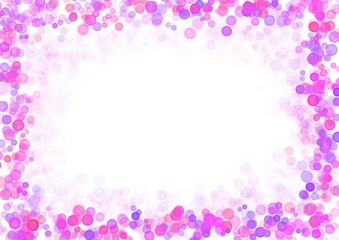 Abstract art background with light purple and lilac circle babble with frame. Greeting card or invitation