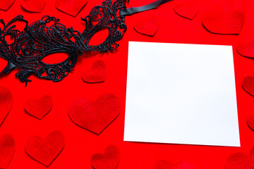Blank card with erotic mask, mockup