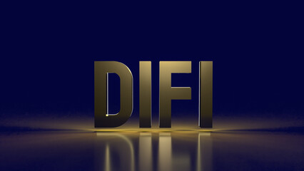 The gold defi text  in dark blue background  for business concept 3d rendering