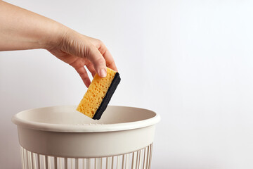 The sponge is discarded for disposal and recycling