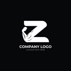 Letter Z Logo With barbell bicep. Fitness Gym logo. Love fitness logo template. fitness vector logo design for gym and fitness