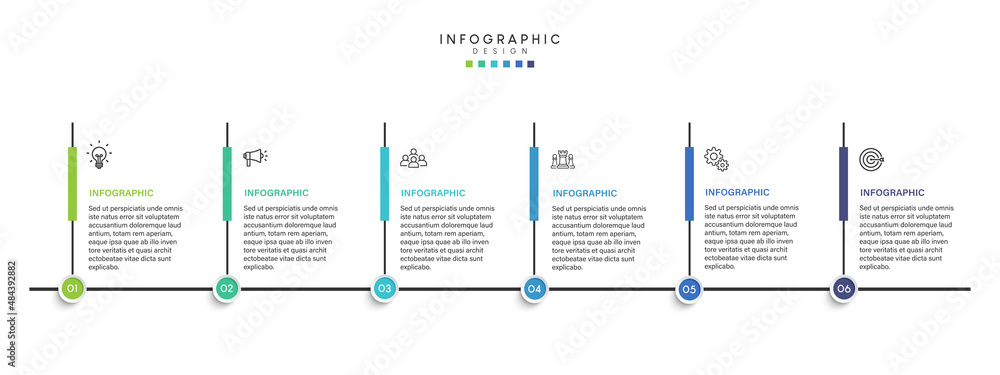 Poster steps business timeline process infographic template design with icons
