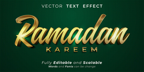 Editable text effect Ramadan kareem shine effect text style concept suitable moslem theme banner - obrazy, fototapety, plakaty