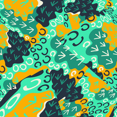 Naklejka na ściany i meble Seamless abstract colorful pattern with wave spots, line circles