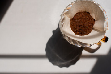 Coffee in the dripper Coffee Black brewed home made