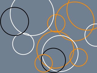 Abstract orange white grey circles with slate gray background