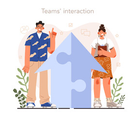 Soft skills concept. Business people or employee with team interaction skill