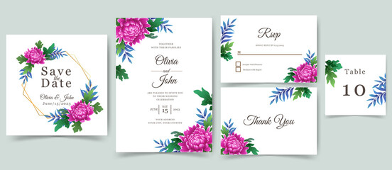 Fototapeta na wymiar wedding invitation or greeting card with beautiful flowers design.