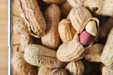 Nuts in the shopping cart top view