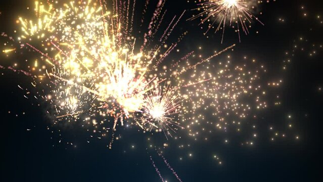 fireworks on a dark background . particle animation on a holiday theme