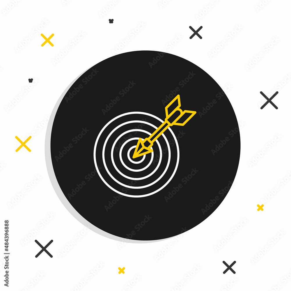 Poster line target with arrow icon isolated on white background. dart board sign. archery board icon. dartb
