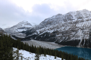 Amazing panoramic view of the snow-capped mountains of Alberto