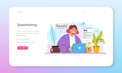 Speechwriter web banner or landing page. Professional speaker