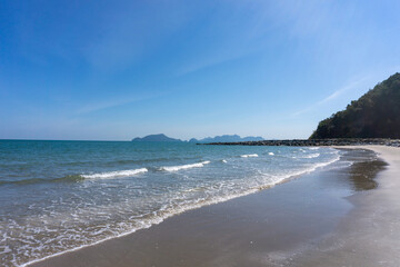 The beach is quiet and uninhabited.