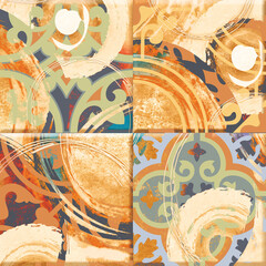 Multicolor digital wall tiles design for interior abstract home decor used ceramic digital wall tile background texture.