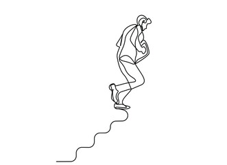 businessman running up the stairs with a bag in his hand