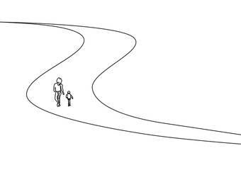 view of family members walking happily on the road