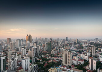 central Phnom Penh city modern urban buildings skyline in Cambodia - obrazy, fototapety, plakaty