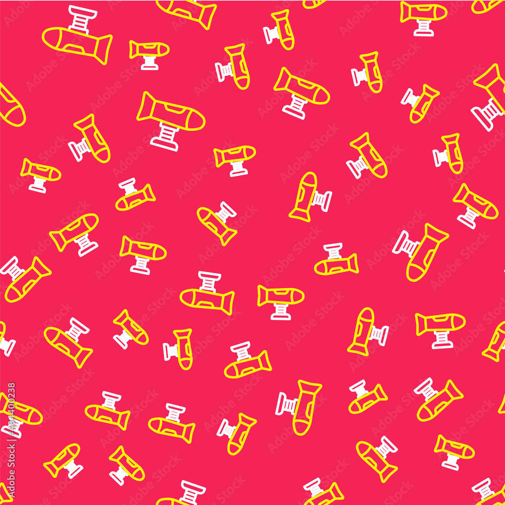 Aufkleber line swing plane on the playground icon isolated seamless pattern on red background. childrens carou