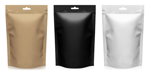 Set of doypacks, isolated on white background