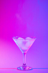 Martini cocktail in trendy neon light