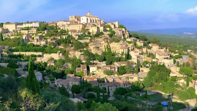 Gordes village seen from the belvedere of the Route de Cavaillon road in Provence, France
