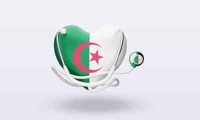 3d world health day Algeria flag rendering front view