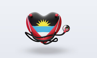 3d world health day Antigua and Barbuda flag rendering front view