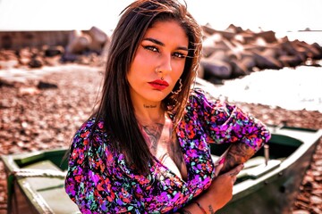 portrait shooting of a tattoo woman in funchal madeira portugal 