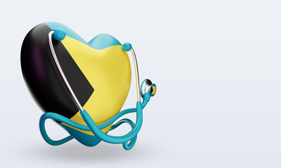 3d world health day Bahamas flag rendering left view